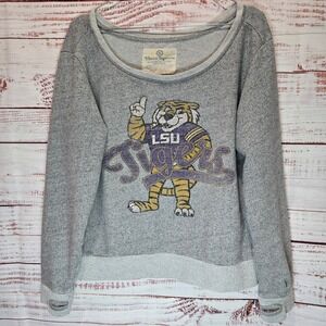 Three Square LSU Tigers Womens Gray Pullover Sweatshirt Size M